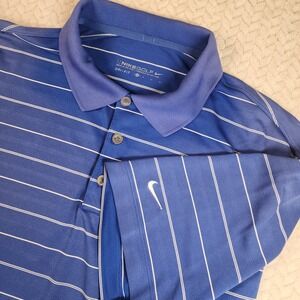 Nike Golf Dri-FIT Polo Shirt Mens‎ Extra Large XL Blue Stripe Athletic